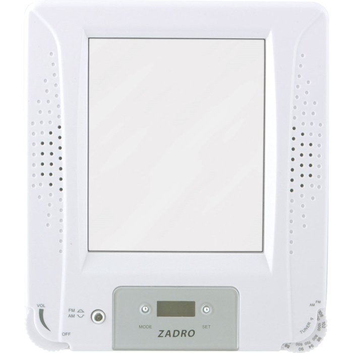Zadro Z Fogless Stereo Shower Radio with Mirror and Digital Clock, 6.8-Inch