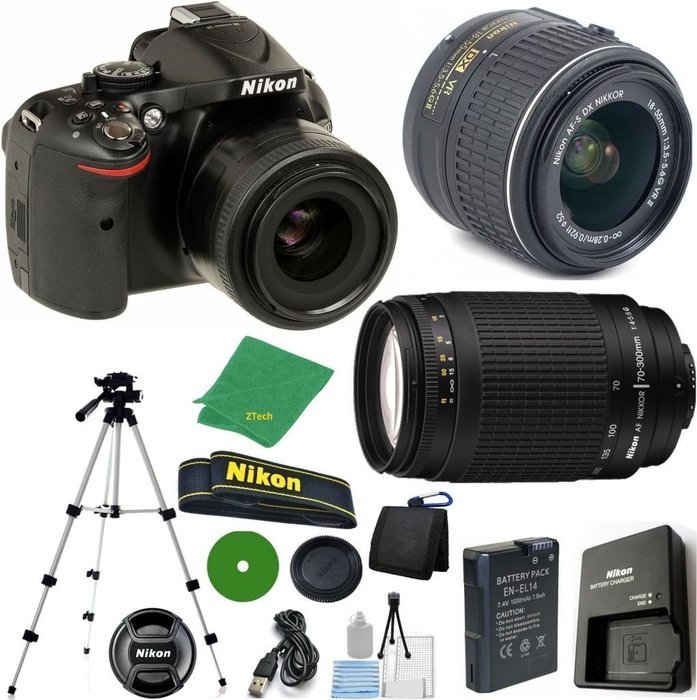 Nikon D5200 24.1 MP CMOS Digital SLR, NIKKOR 18-55mm f/3.5-5.6 Auto Focus-S DX VR, Nikon 70-300mm f/4-5.6G Auto...