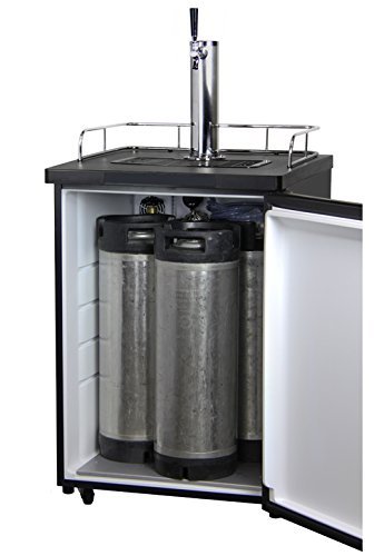 Kegco KOM20B-2 Dual Faucet Kombucha Keg Cooler with Black Cabinet and Door N11
