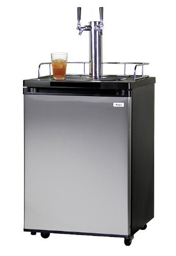 Kegco KOM20B-2 Dual Faucet Kombucha Keg Cooler with Black Cabinet and Door N12