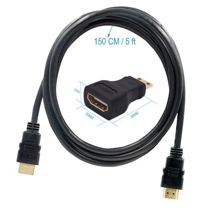 MILAPEAK (2 in 1) Mini-HDMI + Micro-HDMI Male to HDMI Female Adapter with Gold Plated, Black N7