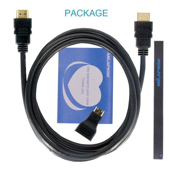 MILAPEAK (2 in 1) Mini-HDMI + Micro-HDMI Male to HDMI Female Adapter with Gold Plated, Black N8