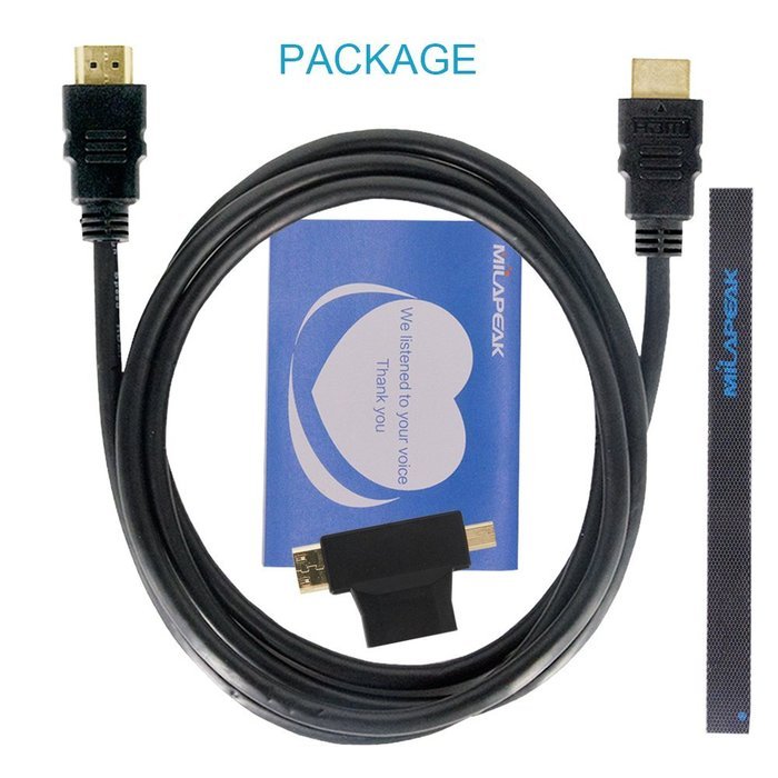 MILAPEAK (2 in 1) Mini-HDMI + Micro-HDMI Male to HDMI Female Adapter with Gold Plated, Black N9