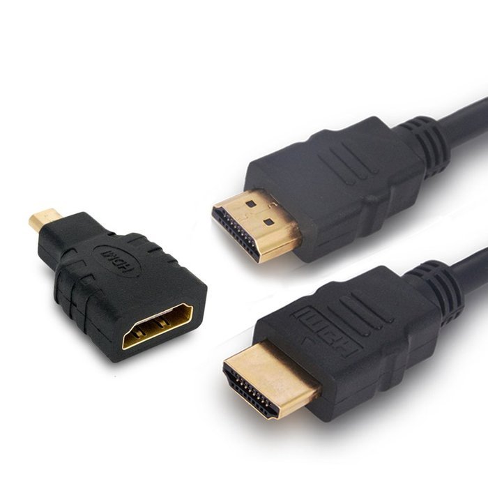 MILAPEAK (2 in 1) Mini-HDMI + Micro-HDMI Male to HDMI Female Adapter with Gold Plated, Black N10