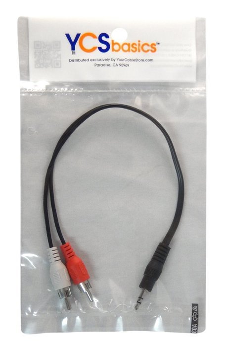YCS Basics1 foot RCA 2 male to 3.5mm male cable