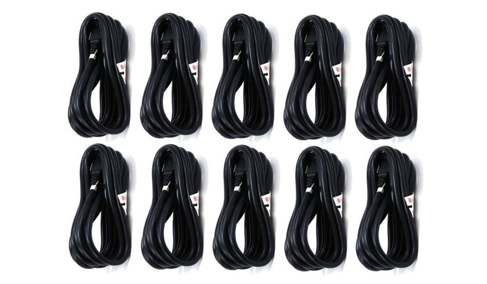 C&E 3 PCS, Power Cord Cable w/ 3 Conductor 14AWG PC Power Connector Socket (C13/5-15P) Black 1 Feet, CNE591452 N2