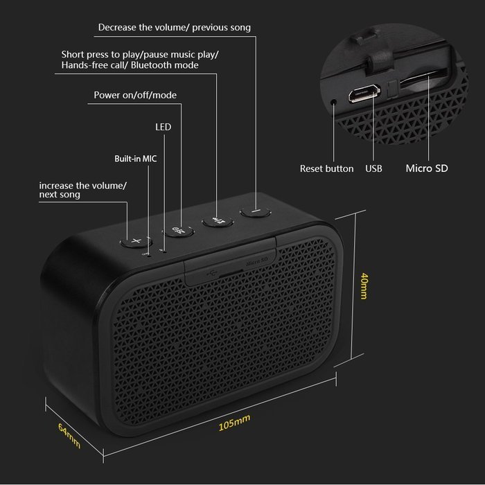 MIFA M1 Portable Bluetooth Speaker and Built-in Microphone Stereo Rock Sound N2