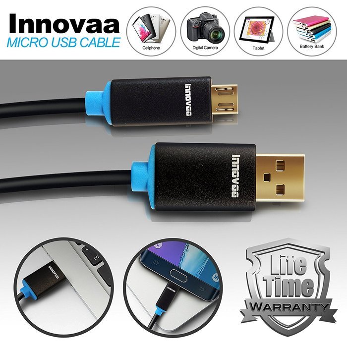 INNOVAA Premium Micro USB 2.0 High-Speed Cable - 6 Feet ( Compatible with most Android Device) N3