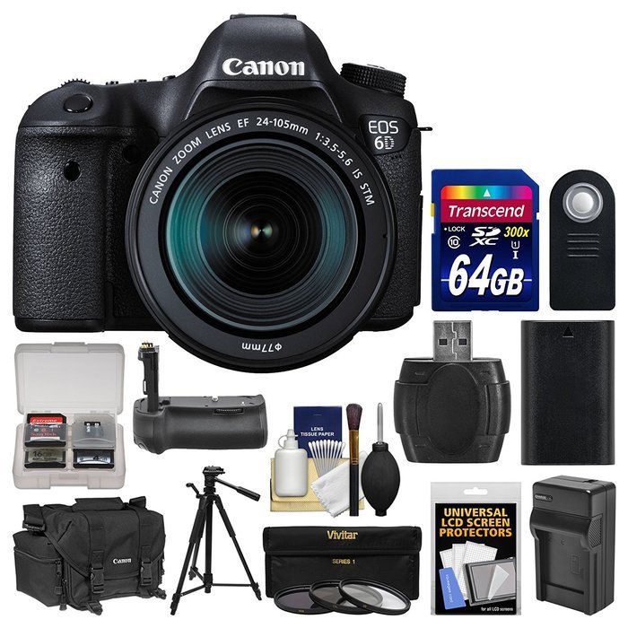 Canon EOS 6D Digital SLR Camera Body & EF 24-105mm IS STM Lens with 64GB Card + Canon Case + Battery & Charger...