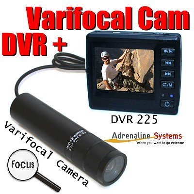 DVR 225 + Varifocal Helmet Camera - Digital Recorder with Extreme Military & Sport Cam - Change angle of view. N3
