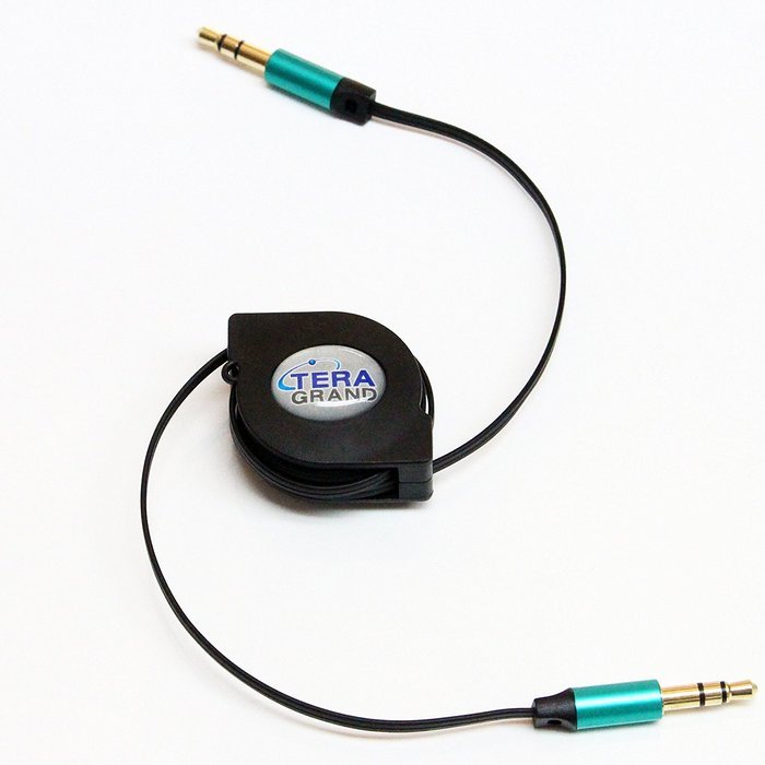 Tera Grand RETA-TE222-BL 3.5 mm Male to Male Stereo Retractable Cable with Aluminum Housing, Blue, 2.9' N4