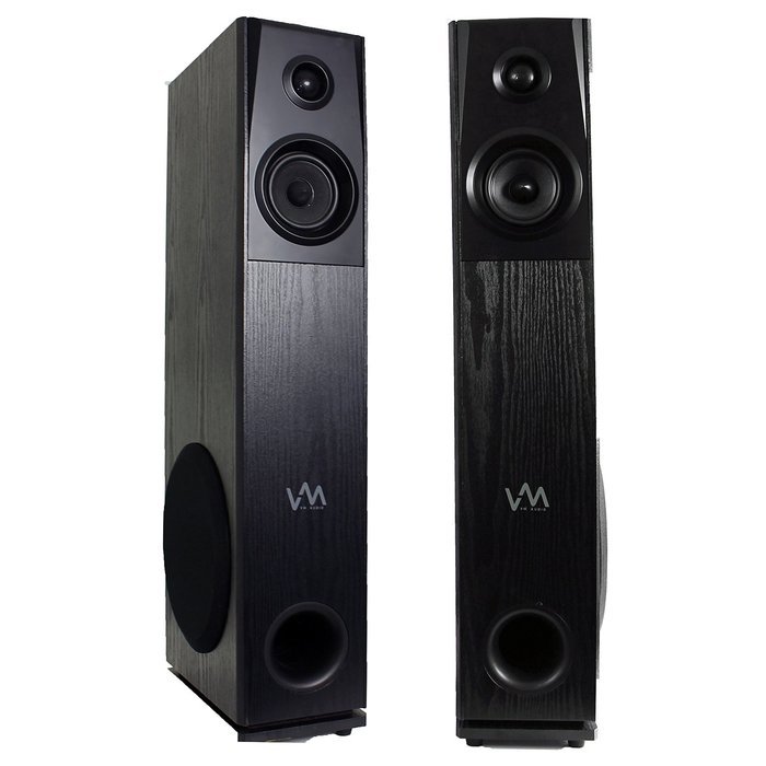 VM Audio Floorstanding Home Bluetooth Tower Speakers, Black (Pair) | SRAT10-BK N4