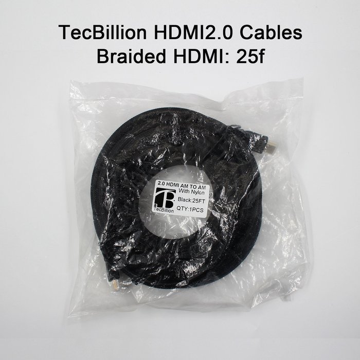 HDMI Cable, TecBillion High Speed CL3 Rated 2.0 HDMI Cable - Supports 4K, 3D and Audio Return, 25 Feet, Black N3