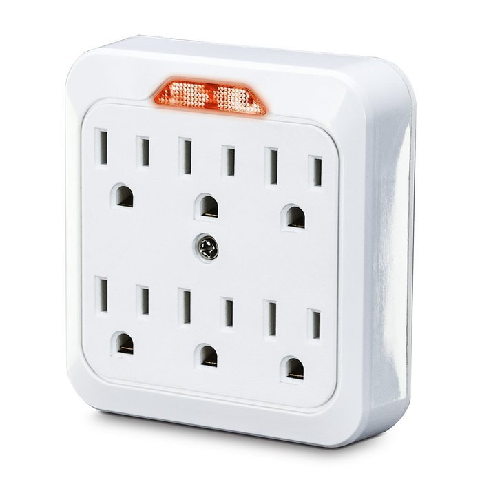 CyberPower GT600L 6 Outlet Grounded Wall Tap with LED Guide Light N2