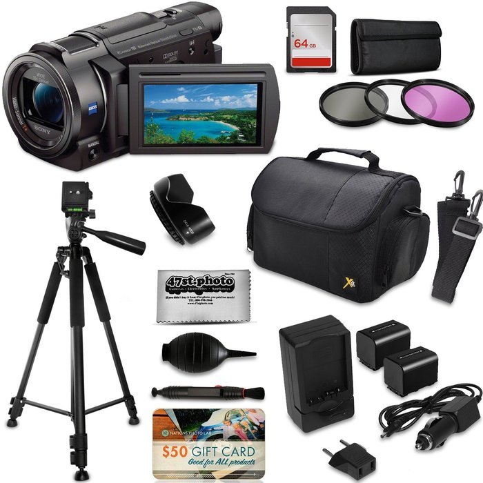 Sony FDR-AX33 4K HD Handycam Camcorder Video Camera + Tripod + SD Card + Filter + Bag + Battery + Starter Beginner...