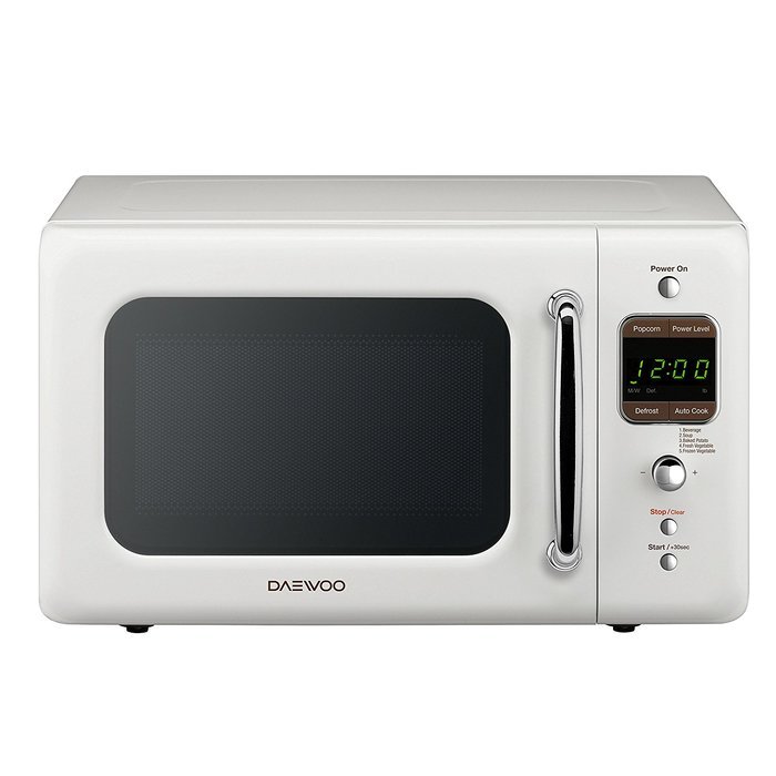 Daewoo Retro Microwave Oven 0.7 Cu Ft, Creme White 700W N4
