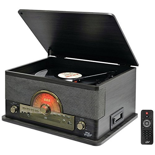 New PYLE PRO PTCD56UBGR Retro-Style Bluetooth Turntable with Vinyl to MP3 Recording, CD Player & Cassette Player...