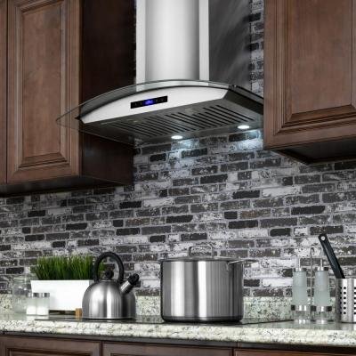 30 in. Convertible Wall Mount Range Hood in Stainless Steel with Tempered Glass and Touch Control N9