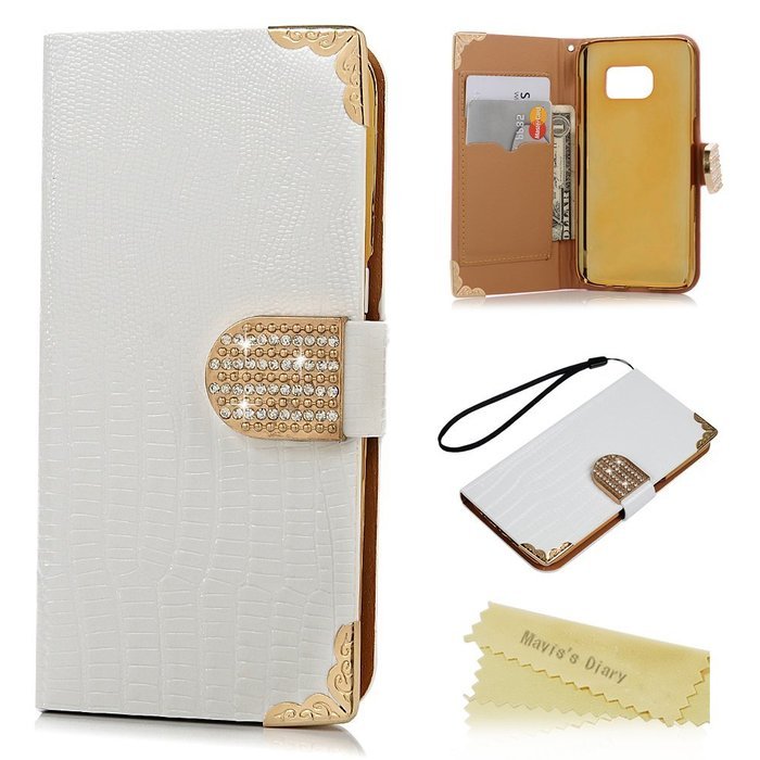 S7 Case,Samsung Galaxy S7 Case (Non-Edge) - Mavis's Diary Premium Wallet Flip Case Fashion Lizard PU Leather Bling... N14