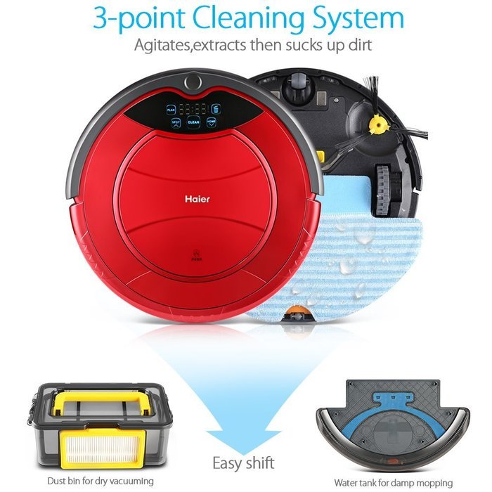 Haier Robotic Vacuum Cleaner Automatic Floor Cleaner with Self Charging and Wet Mop (Red) N5