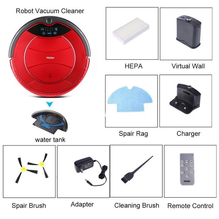 Haier Robotic Vacuum Cleaner Automatic Floor Cleaner with Self Charging and Wet Mop (Red) N6