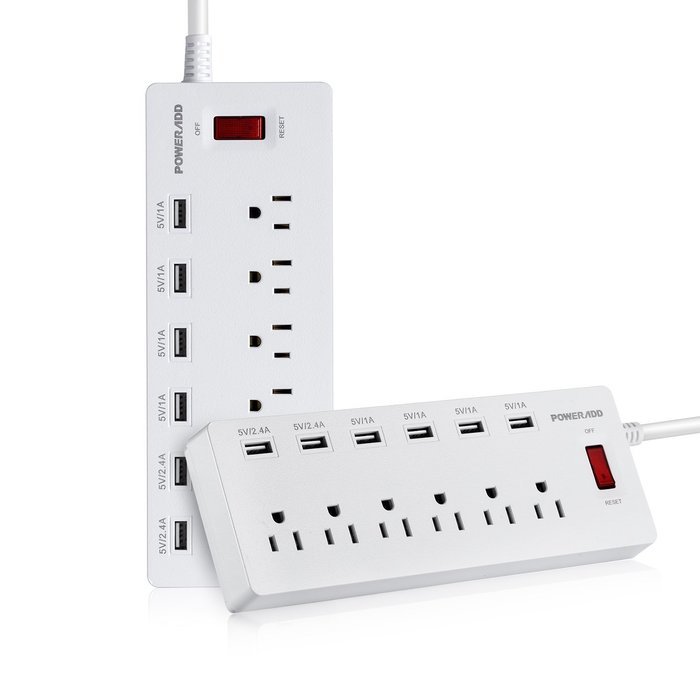 Poweradd 6-Outlet 6 USB Ports Power Strip Extension Lead with Surge Protector 6ft Cord 1625W for Smartphones,... N12
