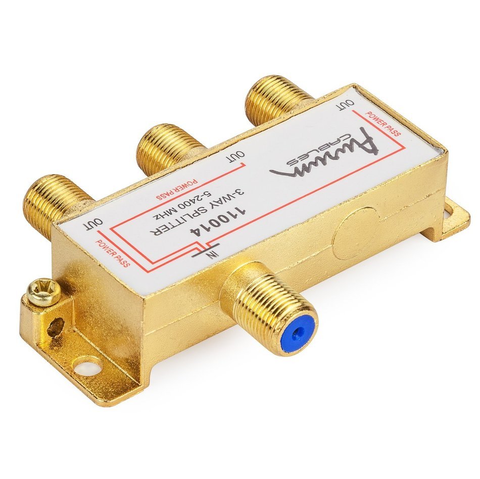 Aurum Cables 8-way Coax Cable Splitter F-type for Video VCR Cable Tv Antenna- Frequency Range 5-2400 Mhz 3-pack N11