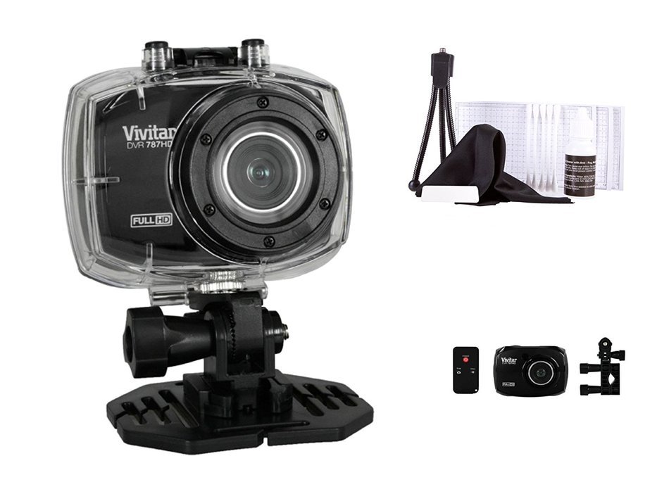Vivitar Black DVR787HD 12.1MP Action Full HD Camcorder with Remote Control, Waterproof Case, ATV/Bike Mount, Helmet...