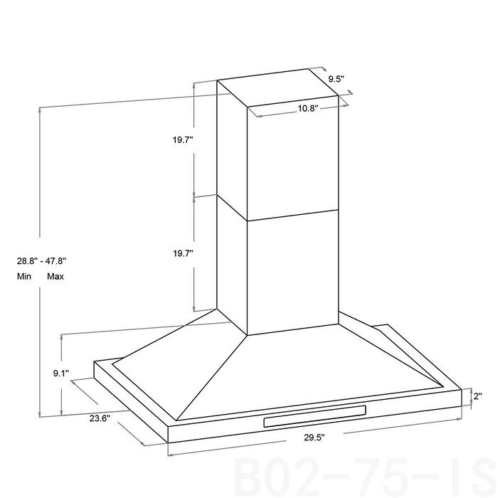 AKDY 30" Stainless Steel Island Mount Dual LED Touch Control Panel Kitchen Ductless Range Hood w/ Remote AZ-B02... N5