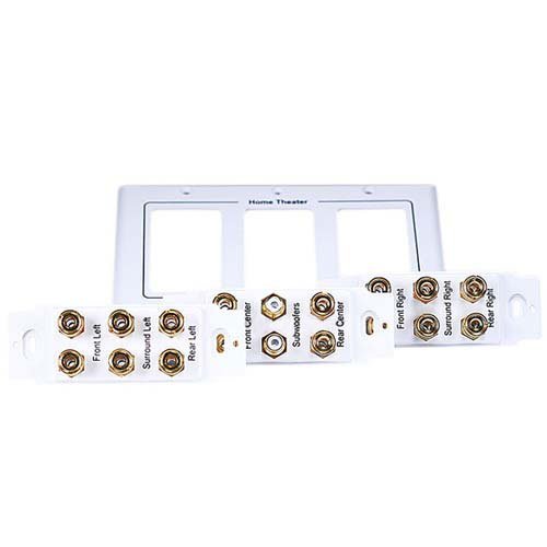 Cave Controls 5 6 7.1/7.2 or 8.1/8.2 One or Two Subwoofer Compatible 16 Banana Post and 2 RCA Speaker Wall Plate... N2