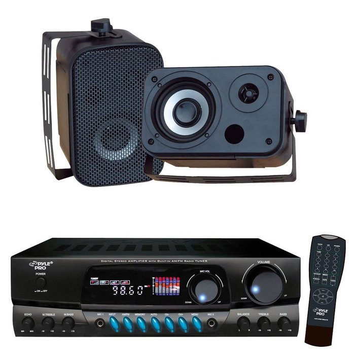 Pyle Stereo Receiver and Speaker Package - PT260A 200 Watts Digital AM/FM Stereo Receiver Amplifier - PDWR30B...
