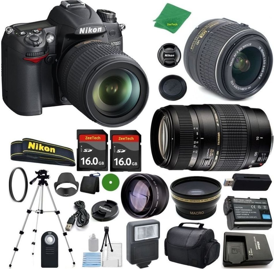 Nikon D7000 DX-Format CMOS DSLR Digital Camera Body, NIKKOR 18-55mm f/3.5-5.6 AF-S DX VR, Tamron 70-300mm DI LD...