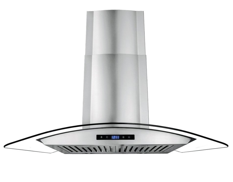 AKDY 36" Wall Mount Stainless Steel Glass Range Hood AZ668AS90 Touch Panel Control Baffle Filter N4