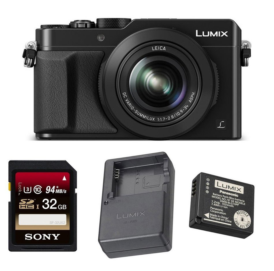 Panasonic LUMIX LX100 4K & Leica Lens (Black) with Panasonic DMW-ZSTRV Travel Pack Battery & Charger