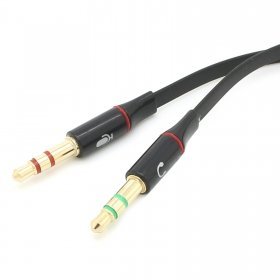 CY Black Dual 3.5mm Male to Single Female Headphone Microphone Audio Splitter Cable for Cell Phone & Tablet &... N2