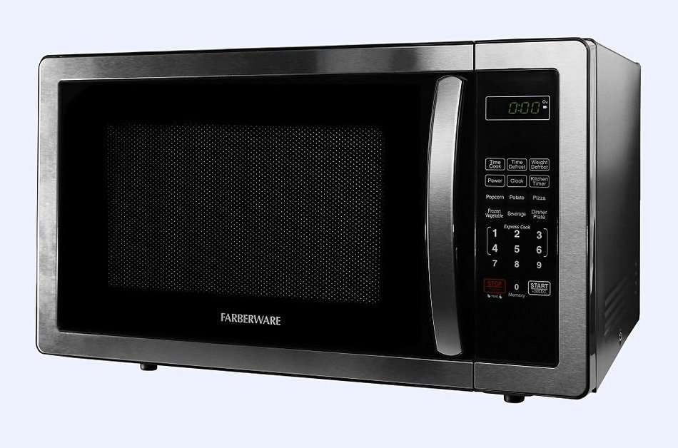Farberware FMWO11AHTBKB Classic 1000W Microwave Oven, 1.1 cu. ft., Stainless Steel N5
