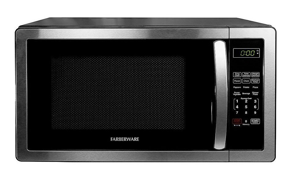 Farberware FMWO11AHTBKB Classic 1000W Microwave Oven, 1.1 cu. ft., Stainless Steel N6