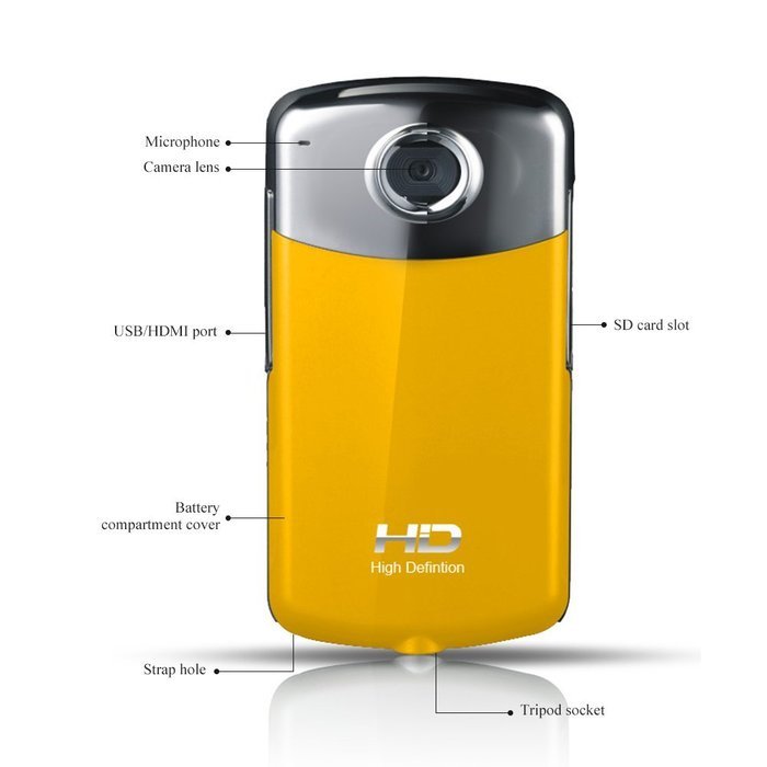 MARVUE V80 FHD Digital Video Recording 1080P Camcorder Blue-Ray Touch Button 3.5 Inch HD Screen (YELLOW)