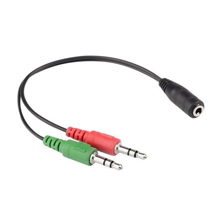 Insten Dual Mic/Audio Stereo Jack Splitter 2 Plug Male to 3.5mm Female Smartphone Headset to PC Adapter, 8 Inch N2