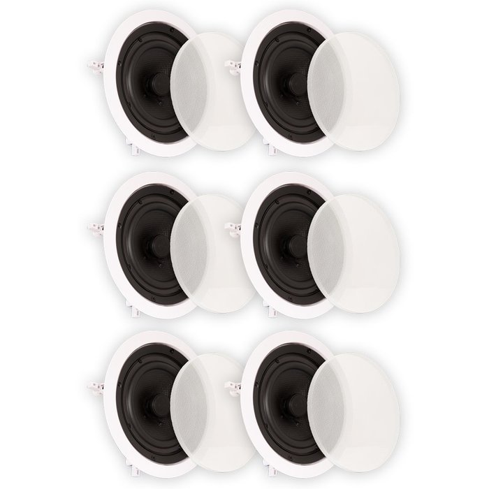 Theater Solutions 3 New Pairs of 6.5" In Ceiling Surround Sound HD Home Theater Speakers 1200 Watts 3TS65C N4