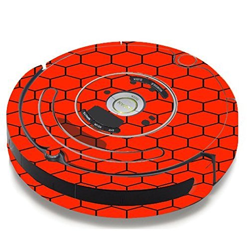 Skin Decal Vinyl Wrap For IRobot Roomba 650 655 Vacuum / Red Honeycomb Ocatagon