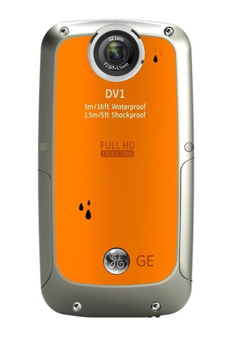 GE DV1-CO Waterproof/Shockproof 1080p Pocket Video Camera (Citrus Orange) (Discontinued by Manufacturer) N3