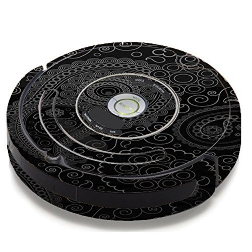 Skin Decal Vinyl Wrap For IRobot Roomba 650 655 Vacuum / Paisley Black