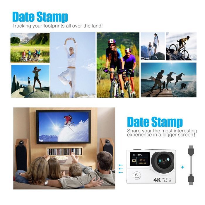 Andoer 2 Inch Dual Screen LCD Ultra HD Wifi Sports Action Camera 4K 15fps 1080P 60fps 12MP 170&deg; Wide-angle for... N2