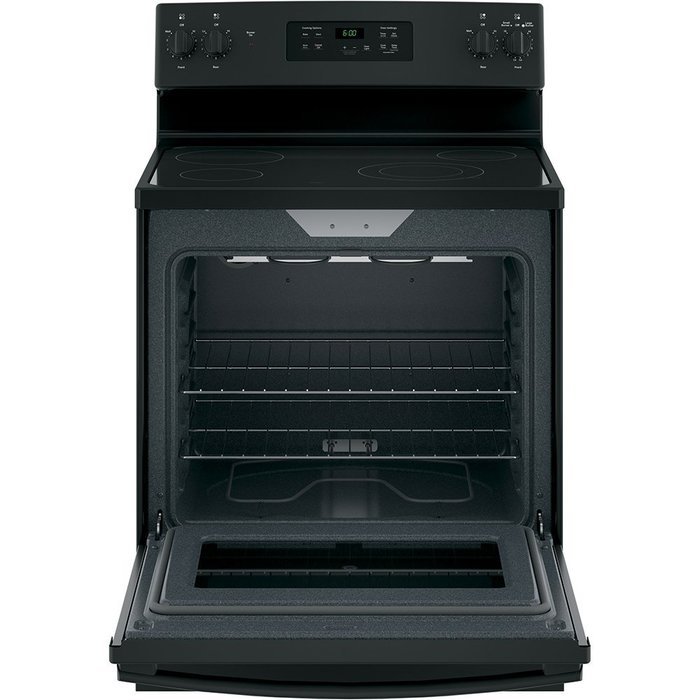 GE JBS60DKBB 30" Electric Freestanding Range with 4 Burners, Smoothtop, 5.3 cu. ft. Primary Oven Capacity,in Black N2