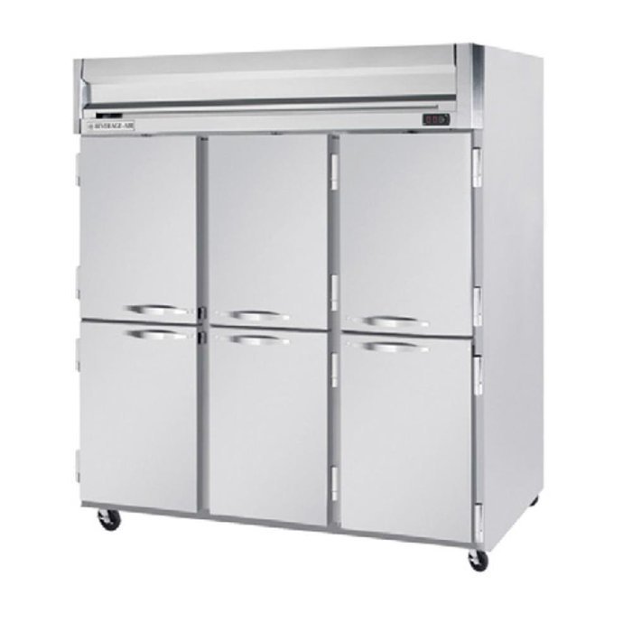 Beverage-Air HBR72-1-HS 75" Horizon Series Three Section Solid Half Door Reach-In Refrigerator 72 cu.ft. Capacity...