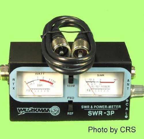 POWER / SWR METER CB Radio 100 Watts w/ 3' Jumper cable - Workman SWR3P & CX-3-PL-PL N4