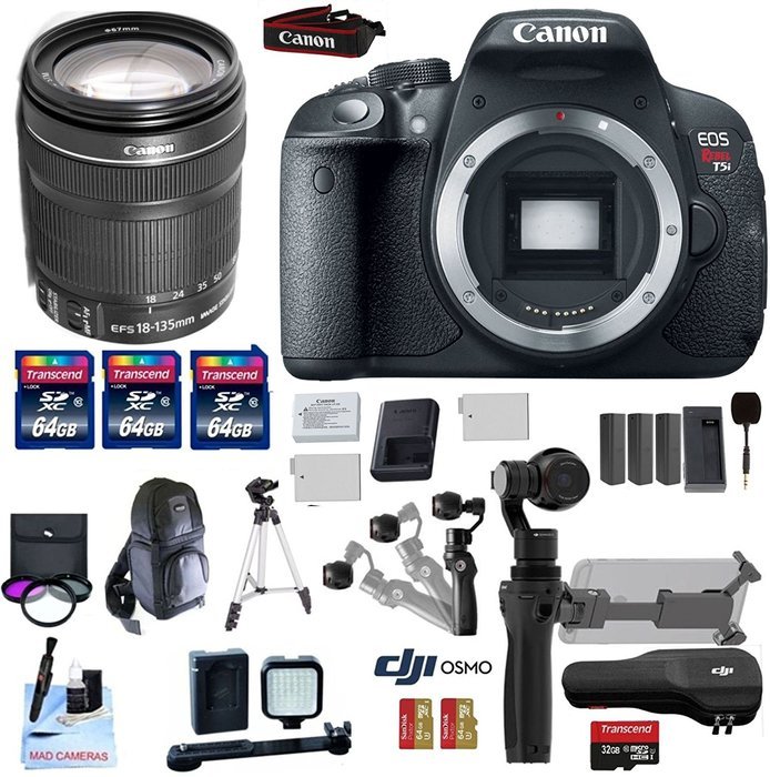 Professional Photographer / Videographer Kit - DJI OSMO 4K Starter Kit + Canon t5i DSLR + Canon 18-135mm IS STM... N3