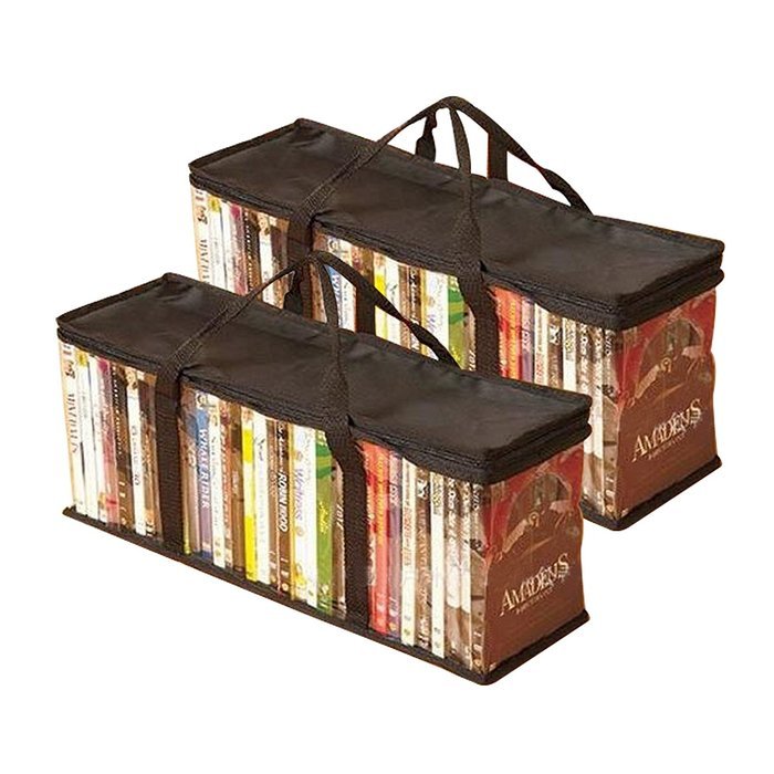 CoZroom Set of 2 DVD Storage Bags Holds DVD Organizer 80 DVDs Transparent Lightweight and Reinforced (40DVDs Each)