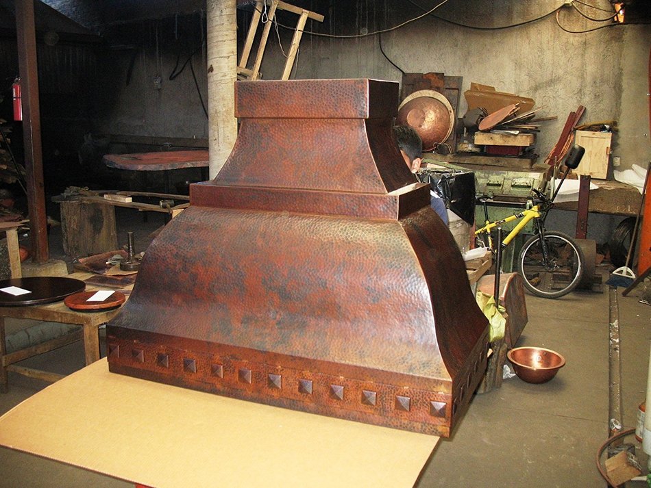 Mexican Home Art, 42 W X 24" D X 36" H, Copper Range Hood (Cafe Patina) N4